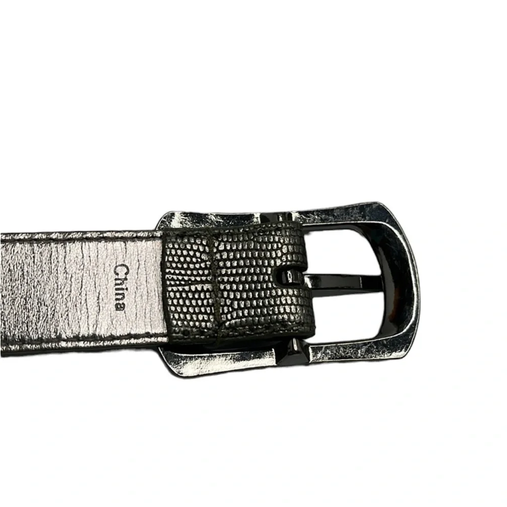 Calvin Klein Silver Genuine Leather Snakeskin Embossed Belt Sz XL